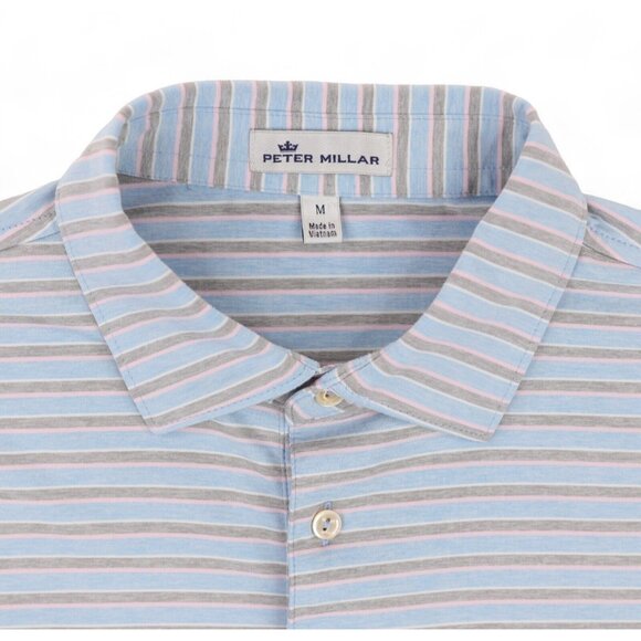 Peter Millar Blue and Pink Striped Polo Shirt - Picture 6 of 8